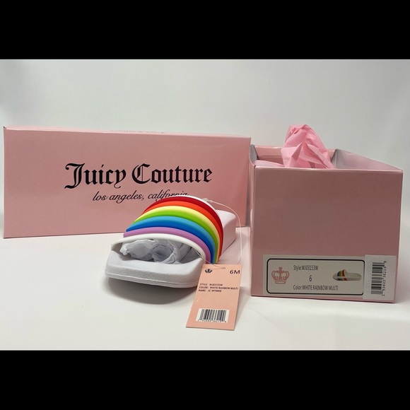 Juicy Couture Womens Wynnie Womens Slides, Size 6M White Rainbow. NEW IN BOX!! - Picture 4 of 6